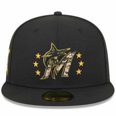 Black Miami Marlins New Era 2024 Armed Forces Day On-Field 59FIFTY Fitted Hat