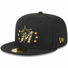 Black Miami Marlins New Era 2024 Armed Forces Day On-Field 59FIFTY Fitted Hat