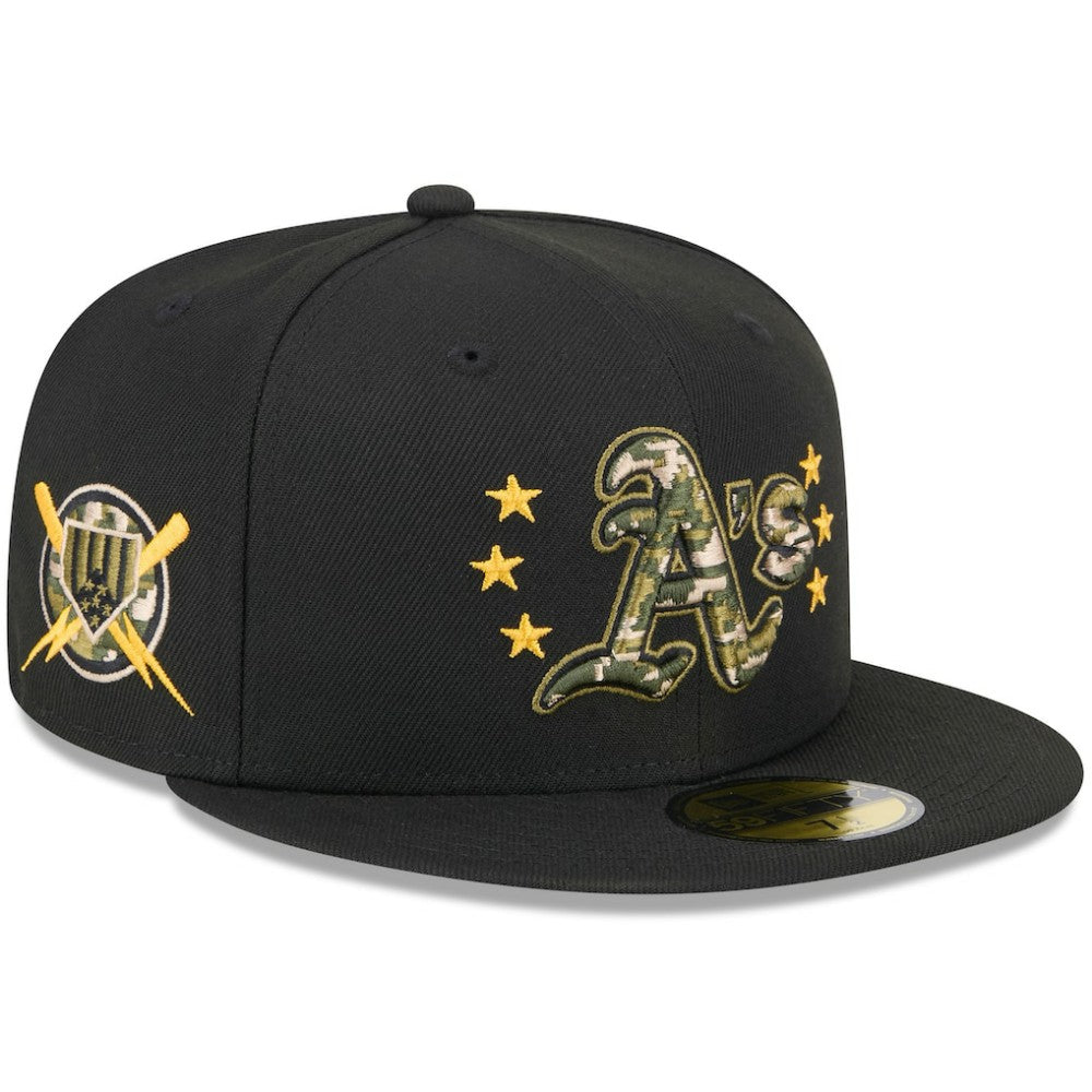 Black Athletics New Era 2024 Armed Forces Day On-Field 59FIFTY Fitted Hat