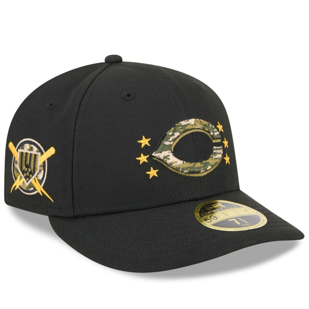 Black Cincinnati Reds New Era 2024 Armed Forces Day Low Profile 59FIFTY Fitted Hat