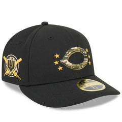 Black Cincinnati Reds New Era 2024 Armed Forces Day Low Profile 59FIFTY Fitted Hat
