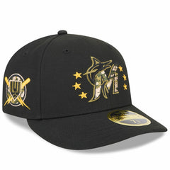Black Miami Marlins New Era 2024 Armed Forces Day Low Profile 59FIFTY Fitted Hat
