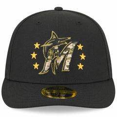 Black Miami Marlins New Era 2024 Armed Forces Day Low Profile 59FIFTY Fitted Hat