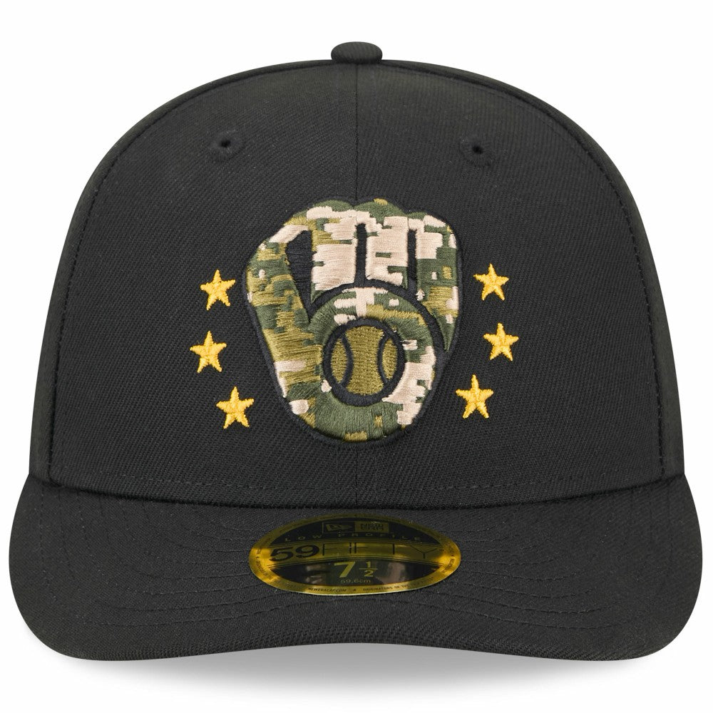 Black Milwaukee Brewers New Era 2024 Armed Forces Day Low Profile 59FIFTY Fitted Hat