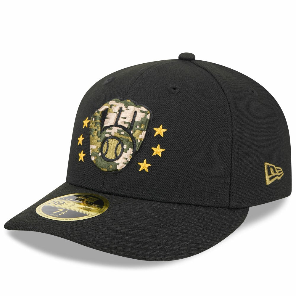 Black Milwaukee Brewers New Era 2024 Armed Forces Day Low Profile 59FIFTY Fitted Hat