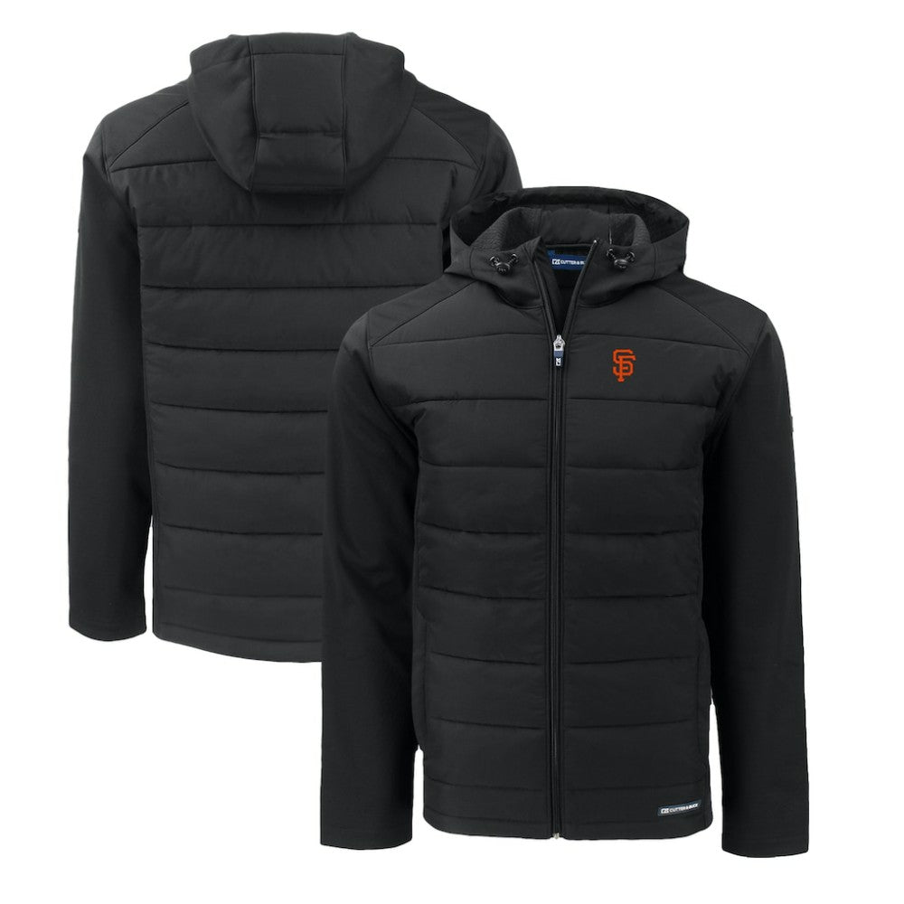 Black San Francisco Giants Cutter & Buck Big & Tall Evoke Hybrid Eco Softshell Recycled Full-Zip Hoodie