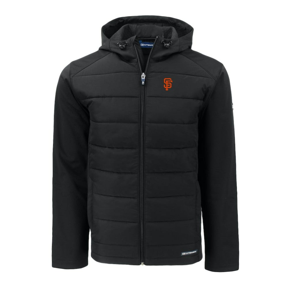 Black San Francisco Giants Cutter & Buck Big & Tall Evoke Hybrid Eco Softshell Recycled Full-Zip Hoodie