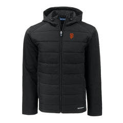 Black San Francisco Giants Cutter & Buck Big & Tall Evoke Hybrid Eco Softshell Recycled Full-Zip Hoodie