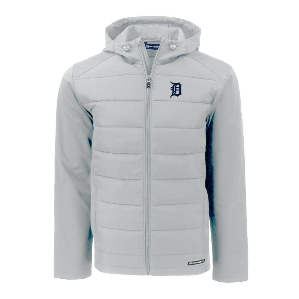 Gray Detroit Tigers Cutter & Buck Evoke Hybrid Eco Softshell Recycled Full-Zip Hoodie