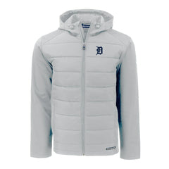 Gray Detroit Tigers Cutter & Buck Evoke Hybrid Eco Softshell Recycled Full-Zip Hoodie