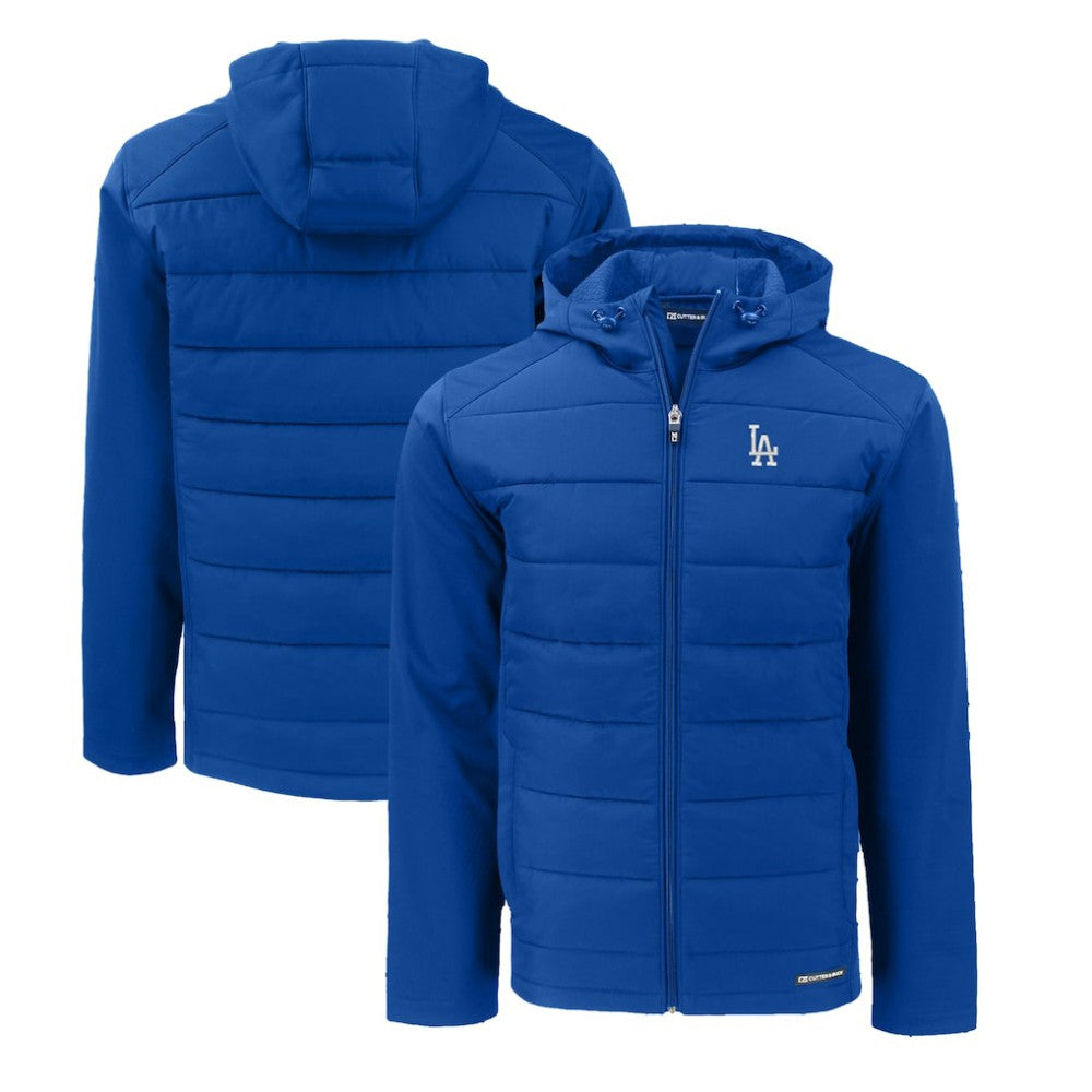 Royal Los Angeles Dodgers Cutter & Buck Evoke Hybrid Eco Softshell Recycled Full-Zip Hoodie