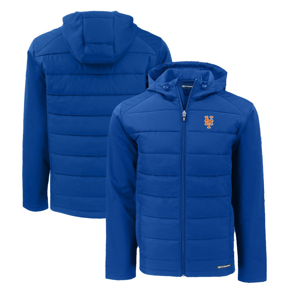 Royal New York Mets Cutter & Buck Evoke Hybrid Eco Softshell Recycled Full-Zip Hoodie