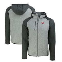 Heather Charcoal/Heather Gray Cincinnati Reds Cutter & Buck Mainsail Full-Zip Hooded Jacket