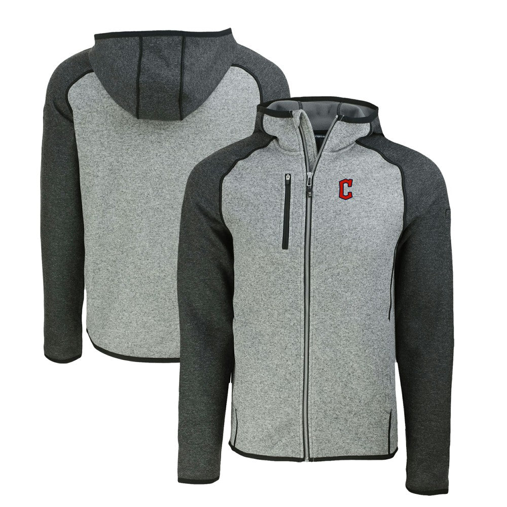 Heather Charcoal/Heather Gray Cleveland Guardians Cutter & Buck Mainsail Full-Zip Hooded Jacket