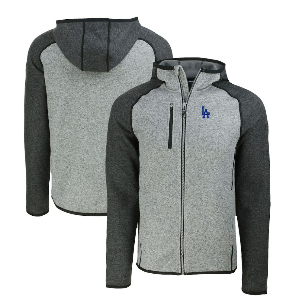 Heather Charcoal/Heather Gray Los Angeles Dodgers Cutter & Buck Mainsail Full-Zip Hooded Jacket