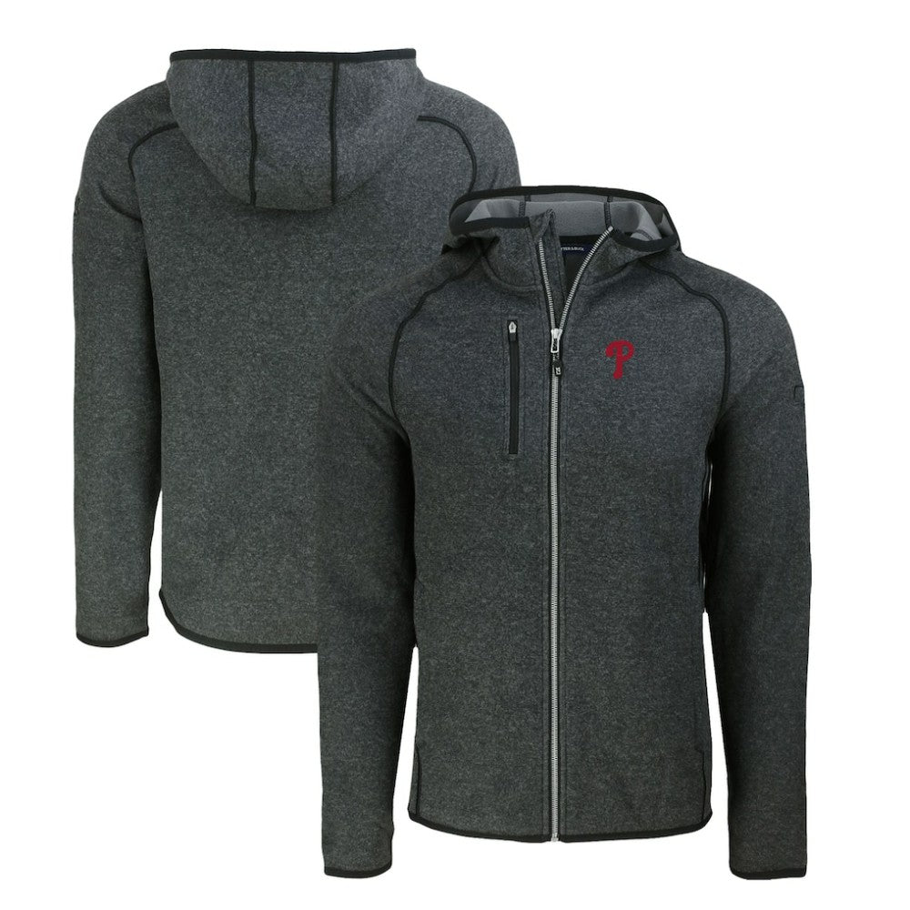Heather Charcoal Philadelphia Phillies Cutter & Buck Mainsail Full-Zip Hooded Jacket