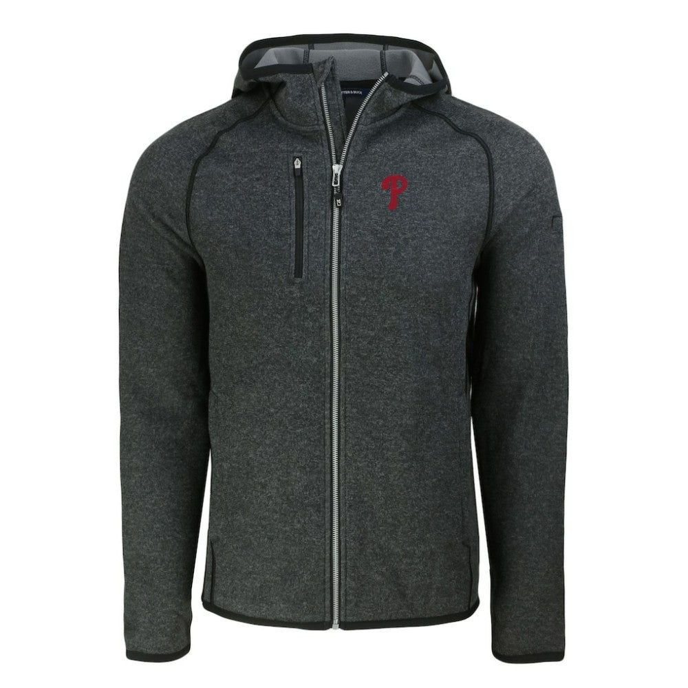 Heather Charcoal Philadelphia Phillies Cutter & Buck Mainsail Full-Zip Hooded Jacket