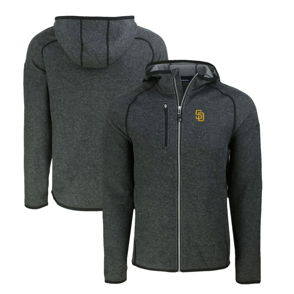 Heather Charcoal San Diego Padres Cutter & Buck Mainsail Full-Zip Hooded Jacket