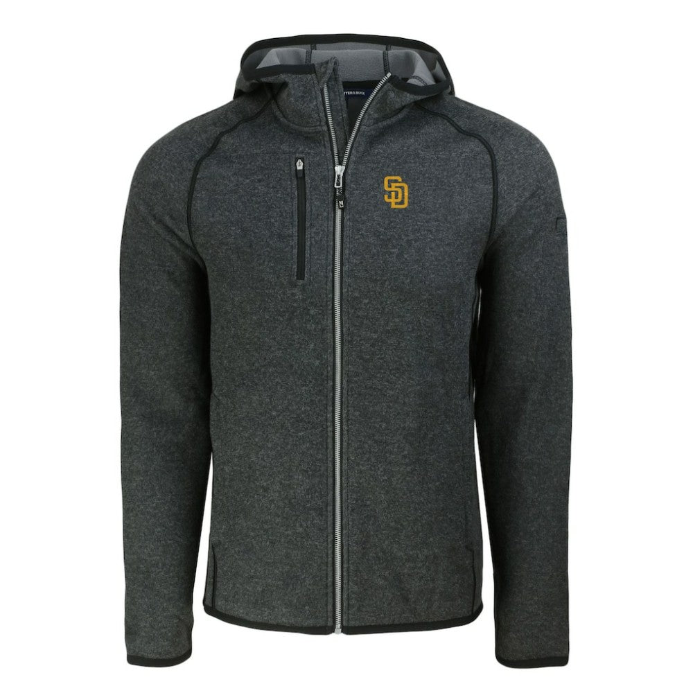 Heather Charcoal San Diego Padres Cutter & Buck Mainsail Full-Zip Hooded Jacket