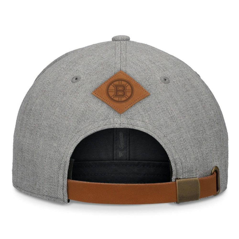 NHL Boston Bruins Fanatics Elements A-Frame Leather Strapback Hat