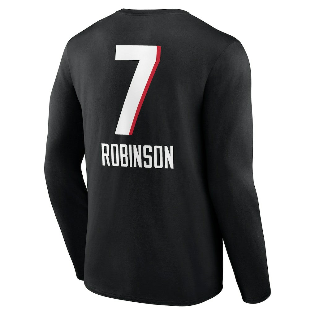 Bijan Robinson  Team Wordmark Name & Number Long Sleeve T-Shirt - Atlanta Falcons T-shirts