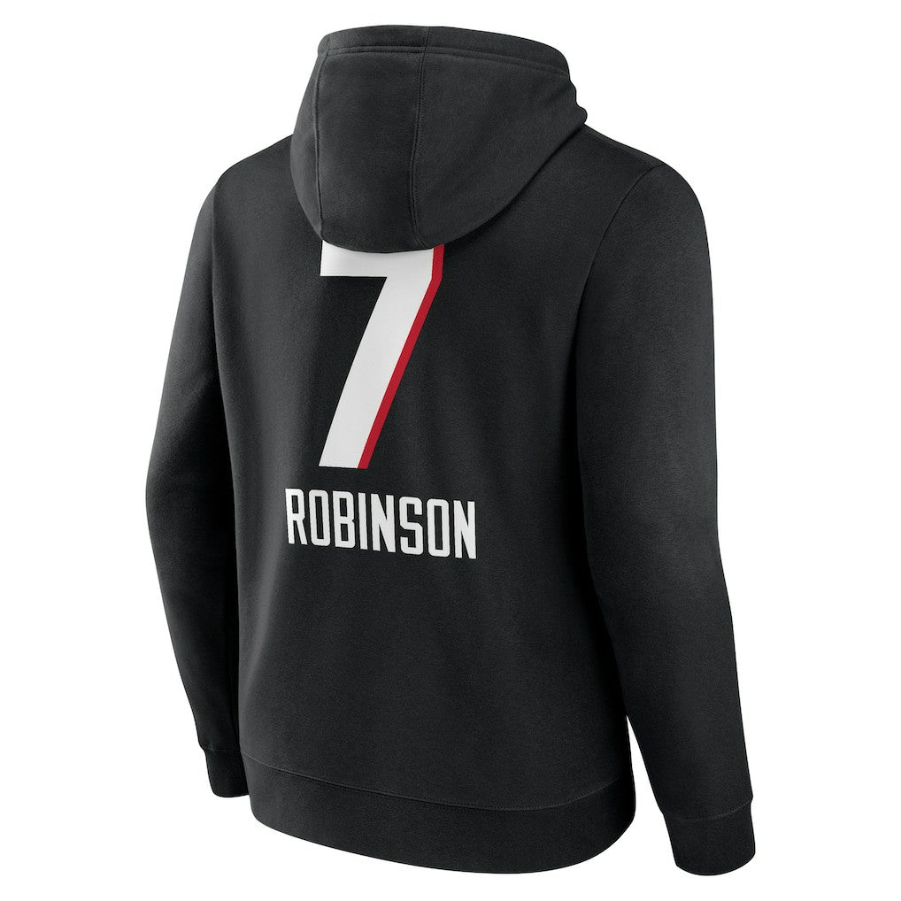 Bijan Robinson  Team Wordmark Name & Number Pullover Hoodie - Atlanta Falcons Hoodies