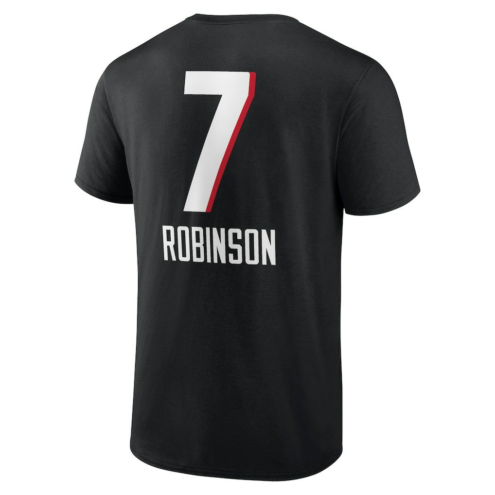 Bijan Robinson  Team Wordmark Name & Number T-Shirt - Atlanta Falcons T-shirts