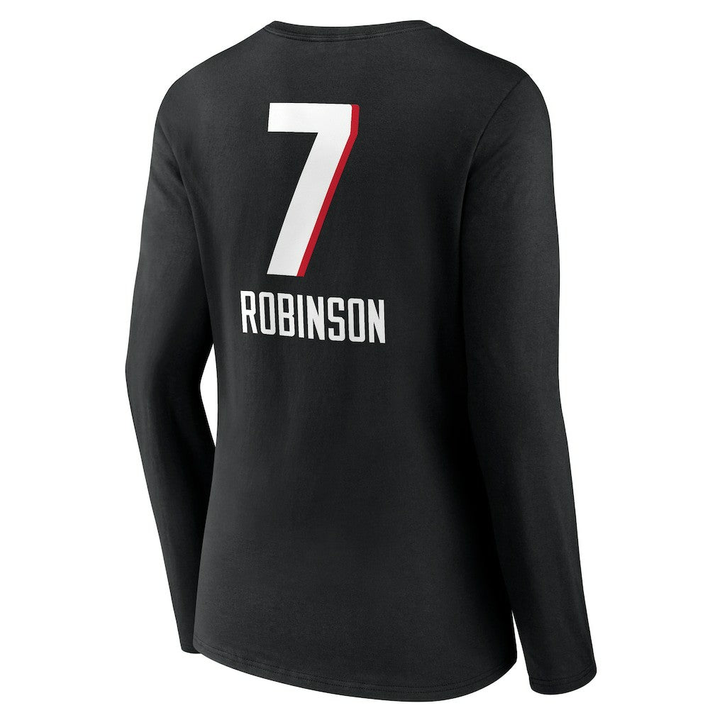 Bijan Robinson  Women's Team Wordmark Name & Number Long Sleeve V-Neck T-Shirt - Atlanta Falcons T-shirts