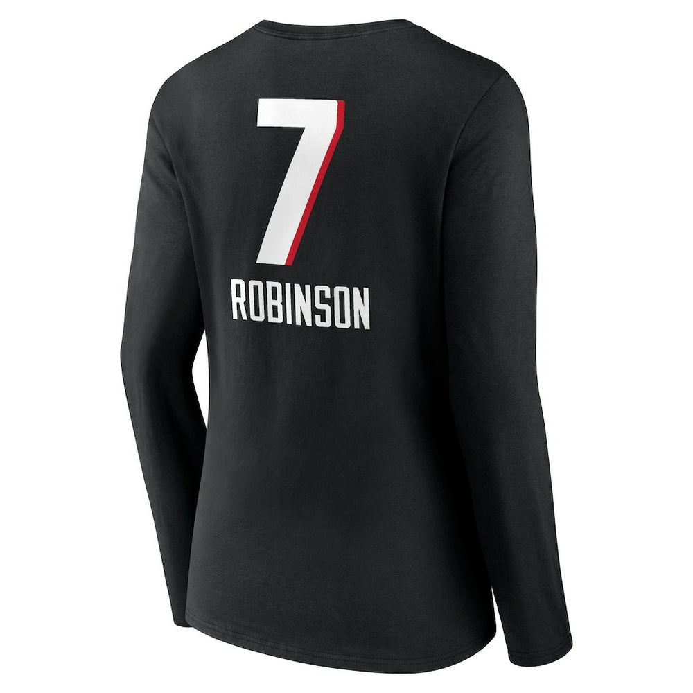 Bijan Robinson  Women's Team Wordmark Name & Number Long Sleeve V-Neck T-Shirt - Atlanta Falcons T-shirts