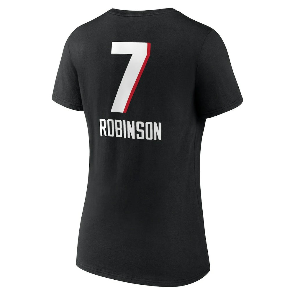 Bijan Robinson  Women's Team Wordmark Name & Number V-Neck T-Shirt - Atlanta Falcons T-shirts