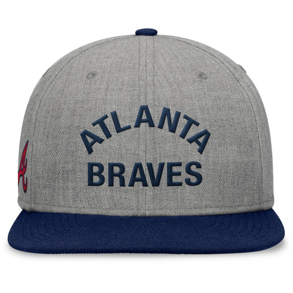Heather Gray/Navy Atlanta Braves Fanatics Elements Flat Brim Snapbuckle Hat