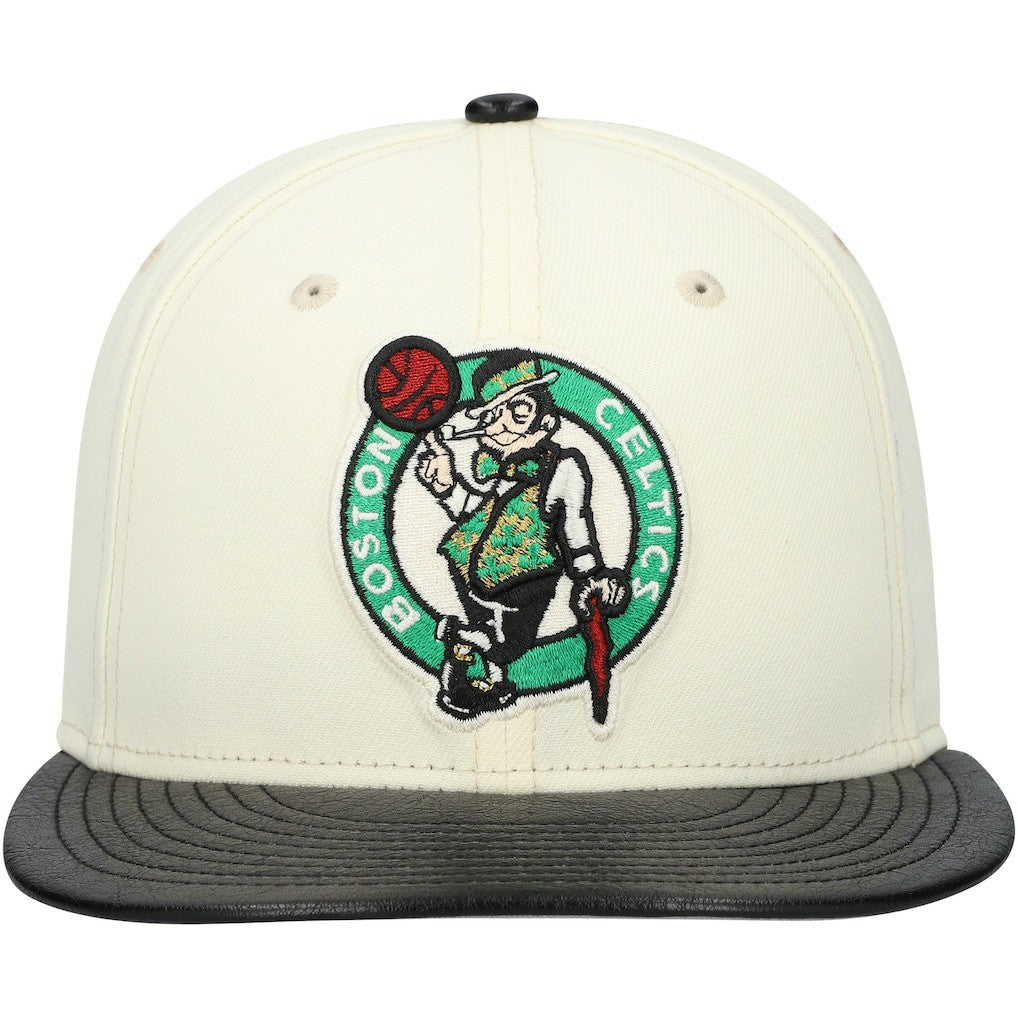 New Era Boston Celtics Faux Leather Visor Two-Tone 59FIFTY Fitted Hat