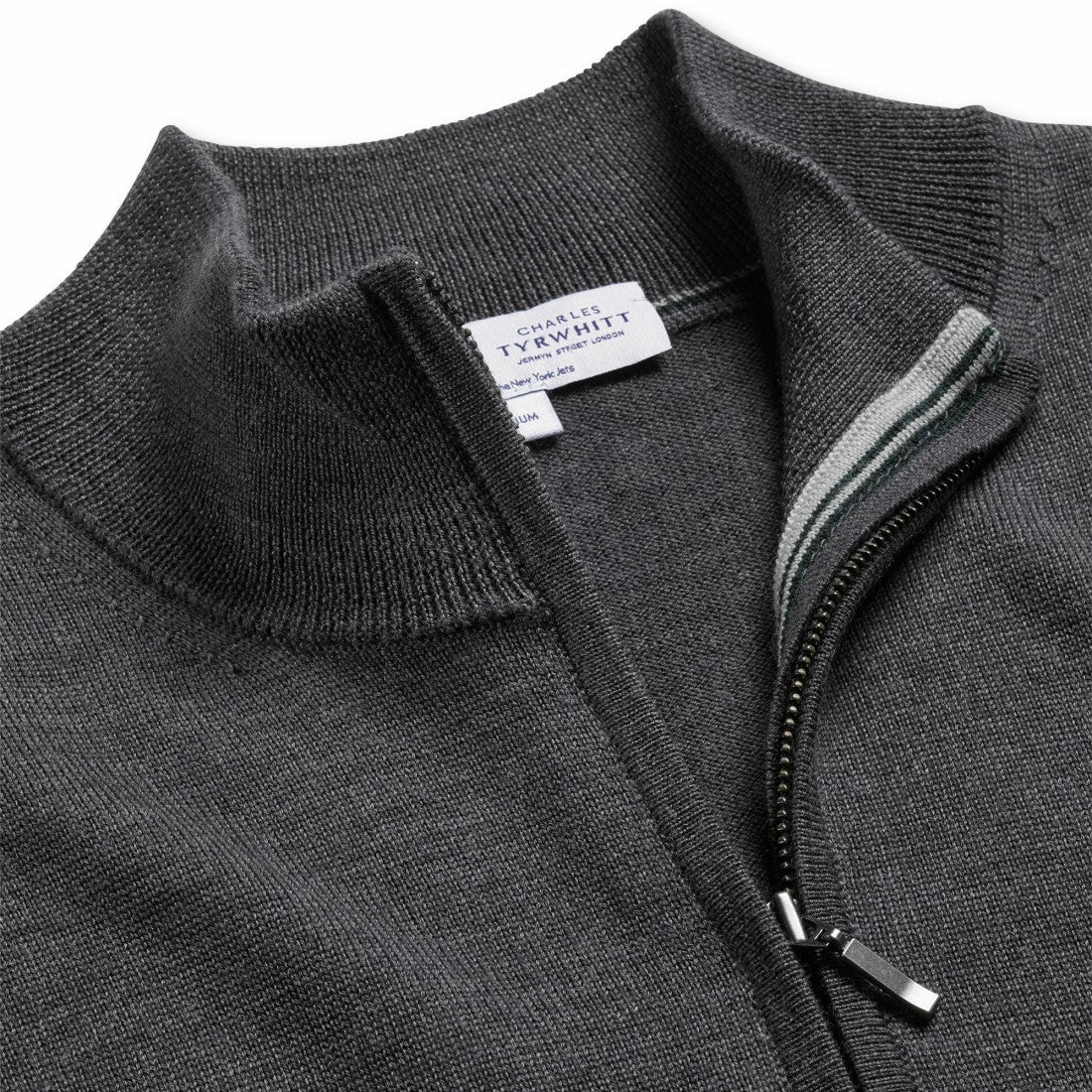 Charles Tyrwhitt Merino Quarter-Zip Pullover Sweater - New York Jets Pullover