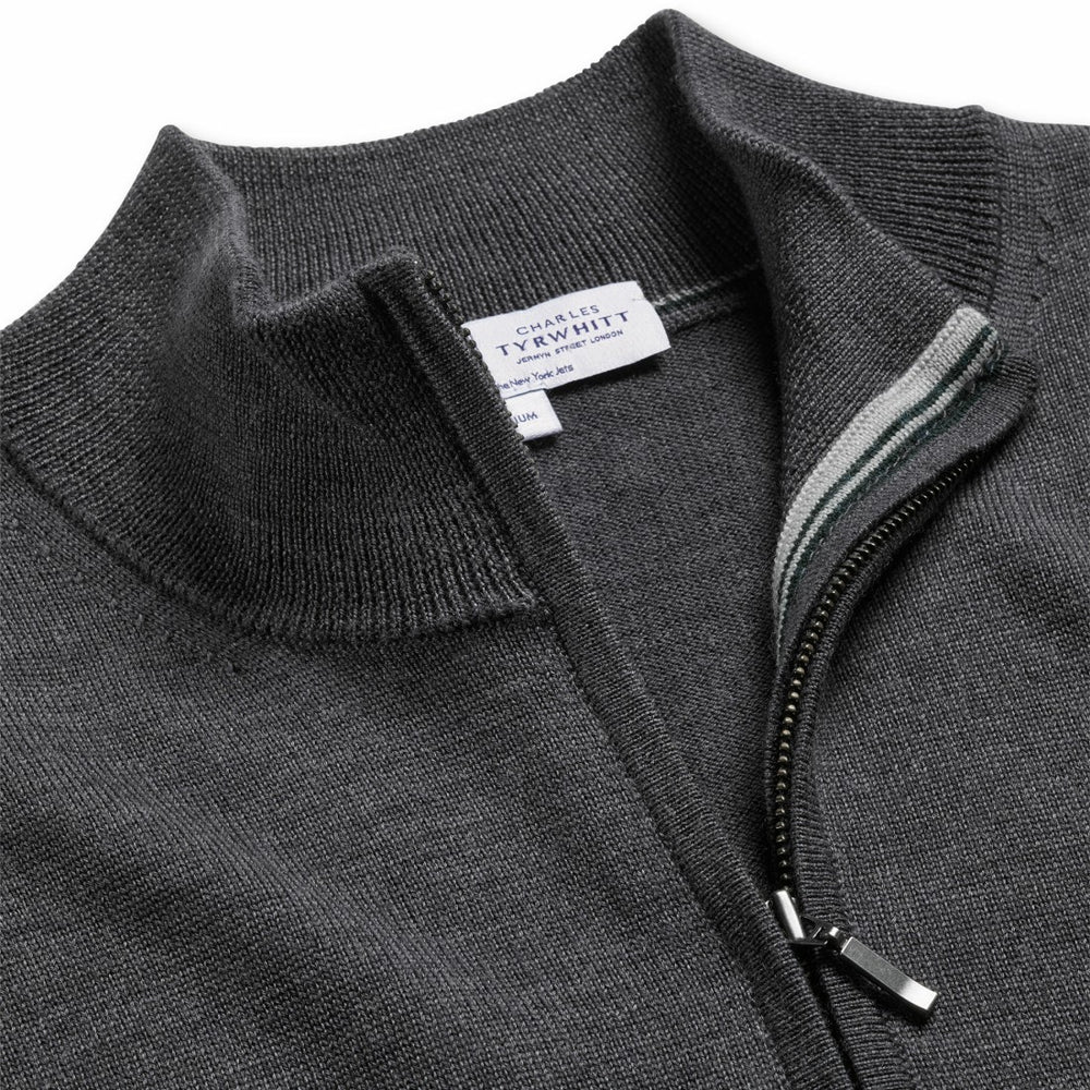 Charles Tyrwhitt Merino Quarter-Zip Pullover Sweater - New York Jets Pullover
