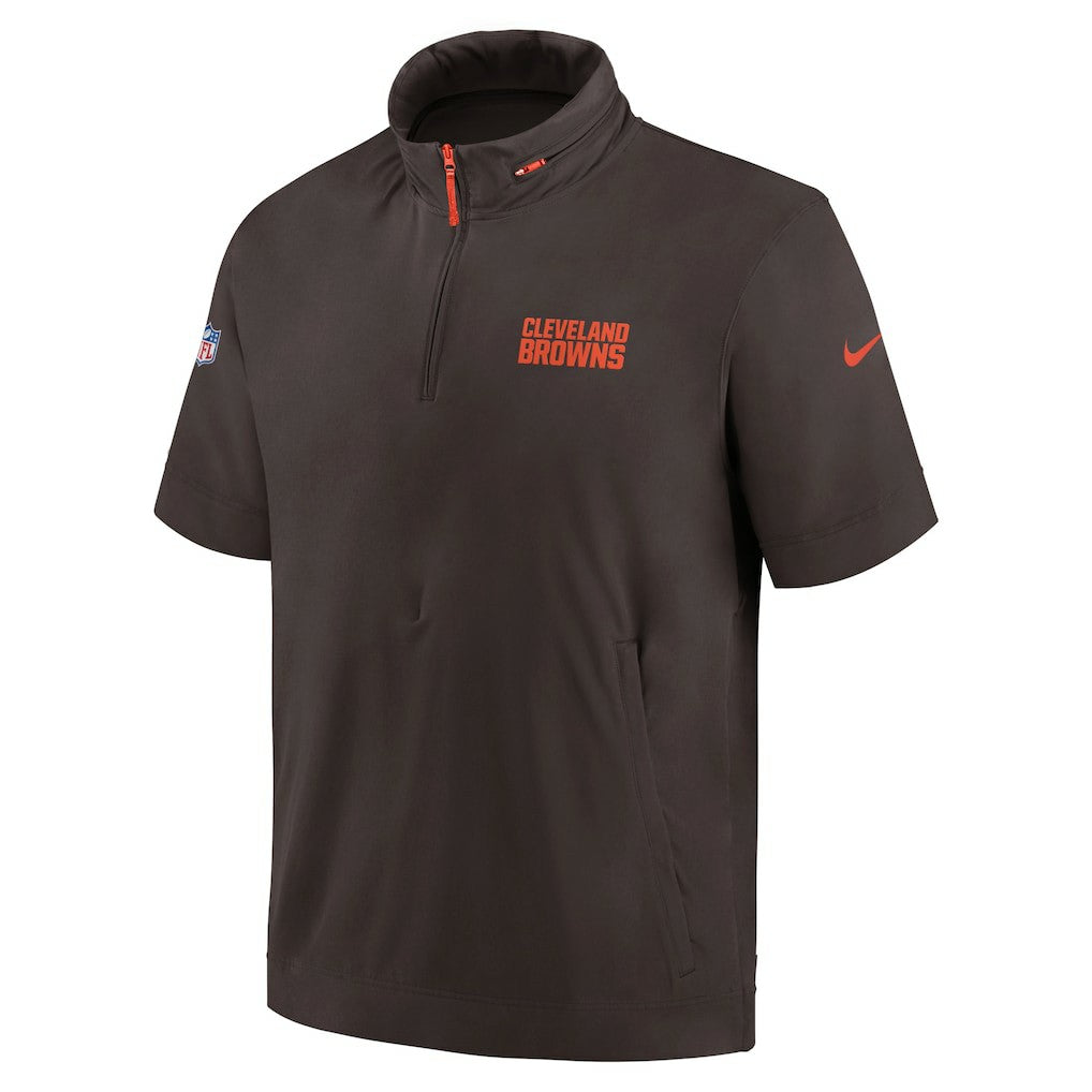 2024 Sideline Coach Short Sleeve Half-Zip Hoodie Jacket - Cleveland Browns Hoodies