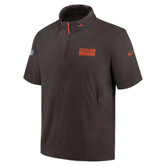 2024 Sideline Coach Short Sleeve Half-Zip Hoodie Jacket - Cleveland Browns Hoodies