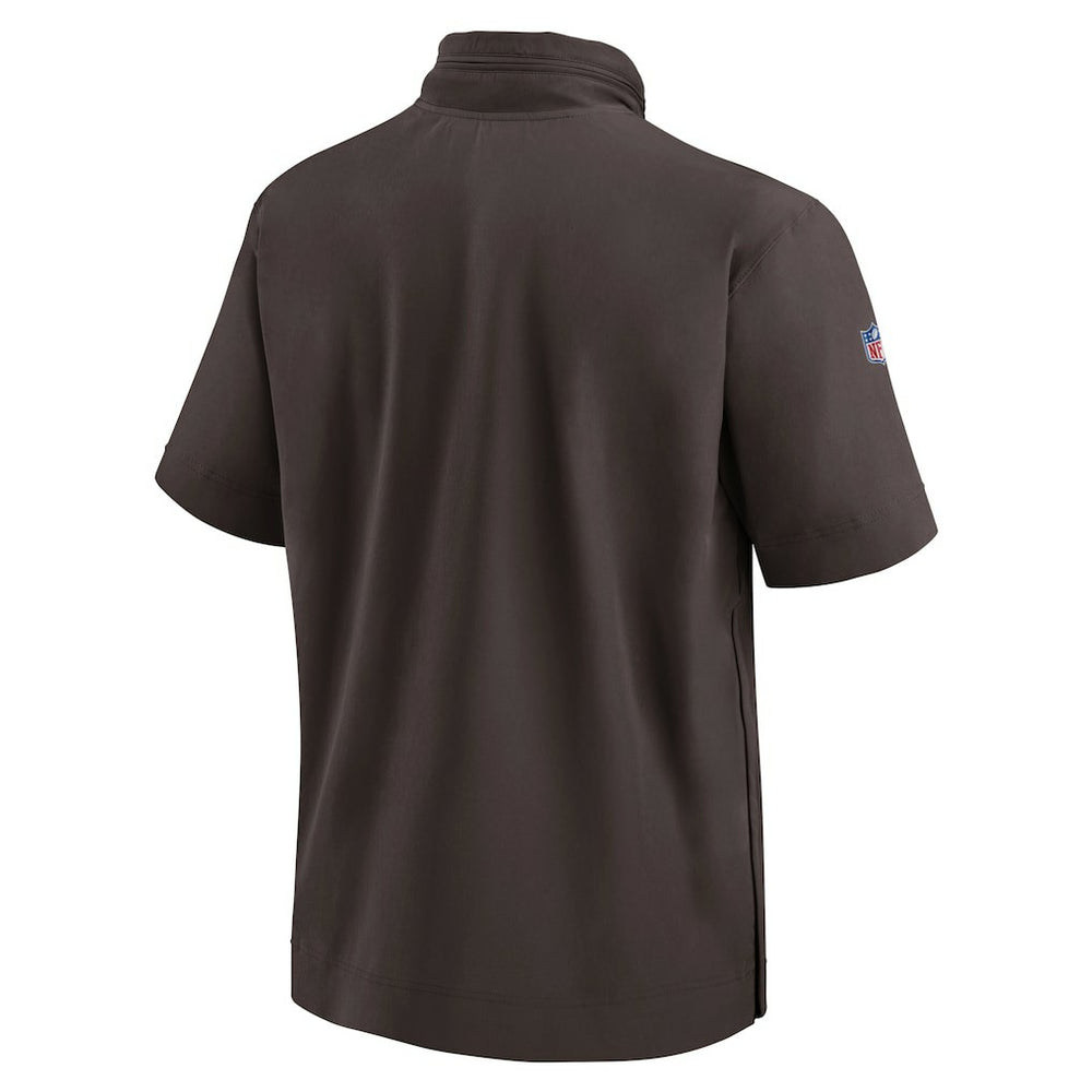 2024 Sideline Coach Short Sleeve Half-Zip Hoodie Jacket - Cleveland Browns Hoodies