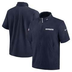 2024 Sideline Coach Short Sleeve Half-Zip Hoodie Jacket - Dallas Cowboys Hoodies