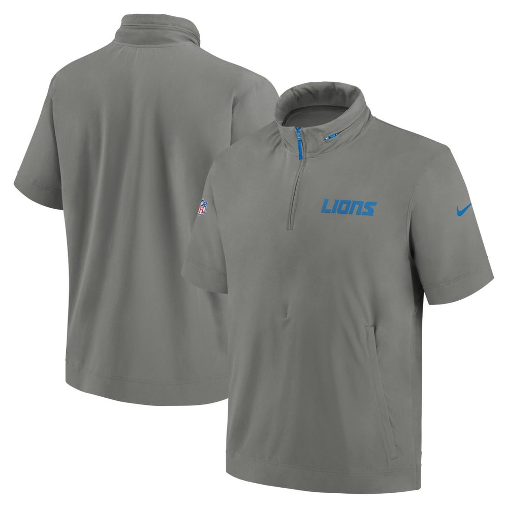 2024 Sideline Coach Short Sleeve Half-Zip Hoodie Jacket - Detroit Lions Hoodies