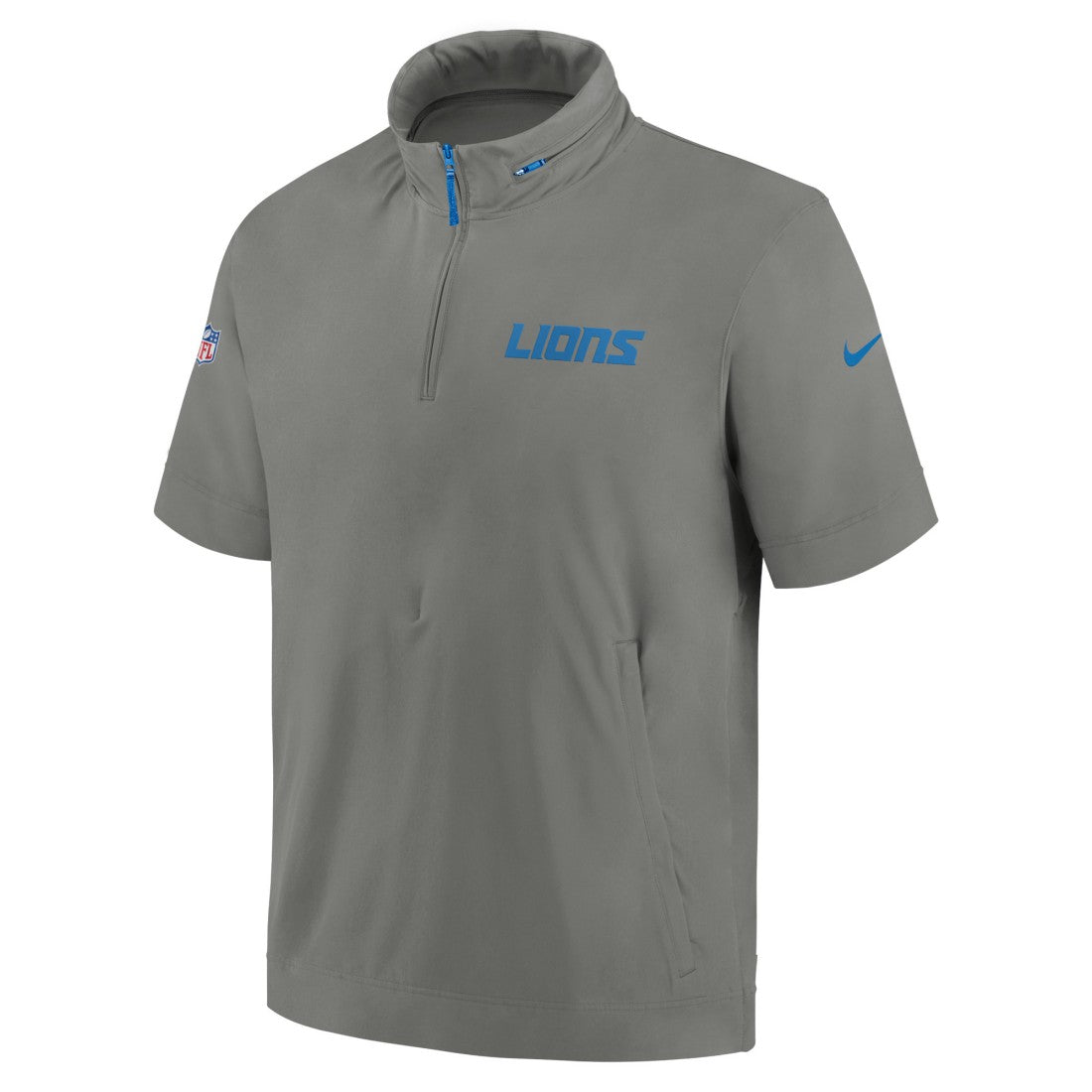 2024 Sideline Coach Short Sleeve Half-Zip Hoodie Jacket - Detroit Lions Hoodies