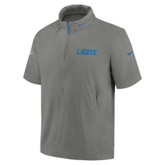 2024 Sideline Coach Short Sleeve Half-Zip Hoodie Jacket - Detroit Lions Hoodies