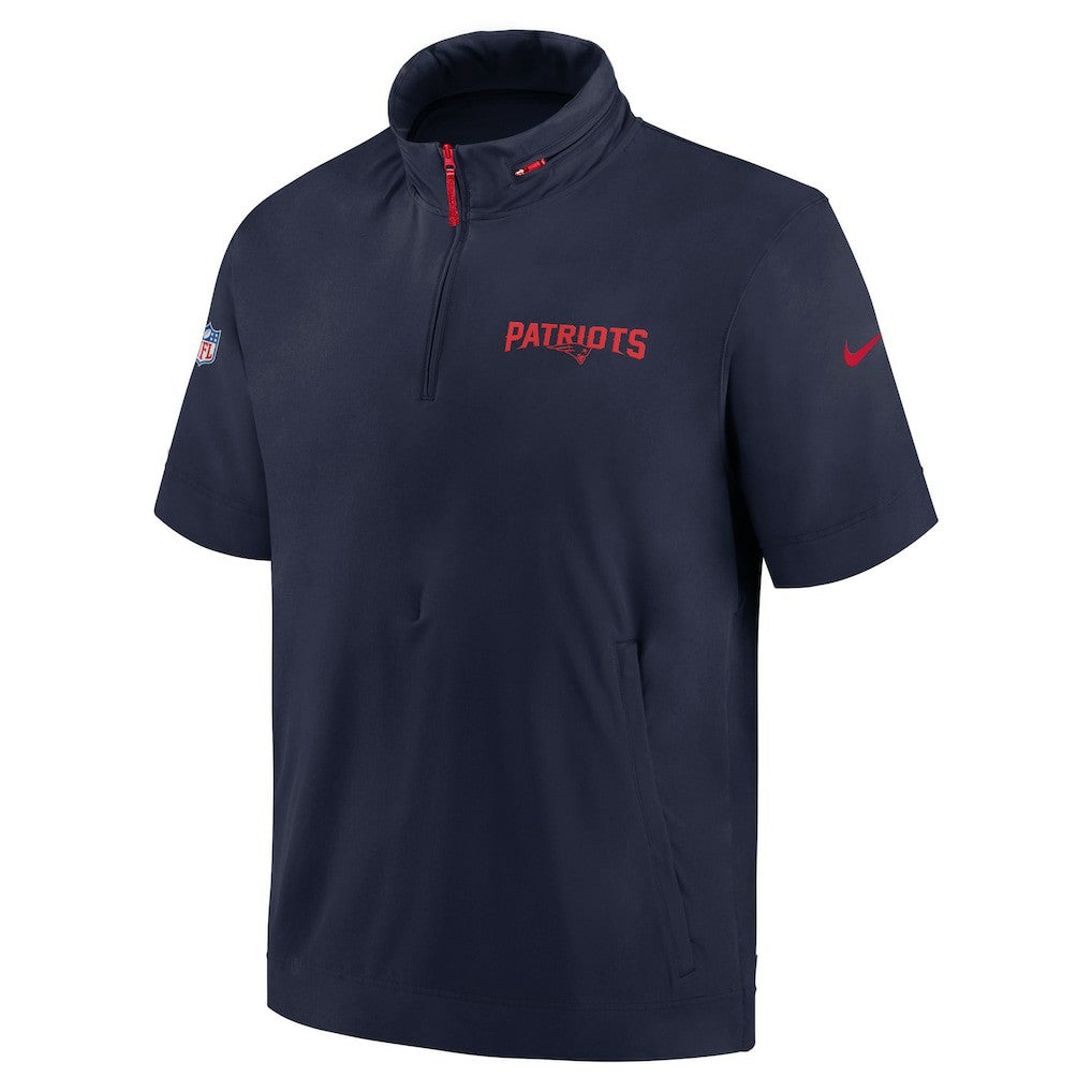 2024 Sideline Coach Short Sleeve Half-Zip Hoodie Jacket - New England Patriots Hoodies