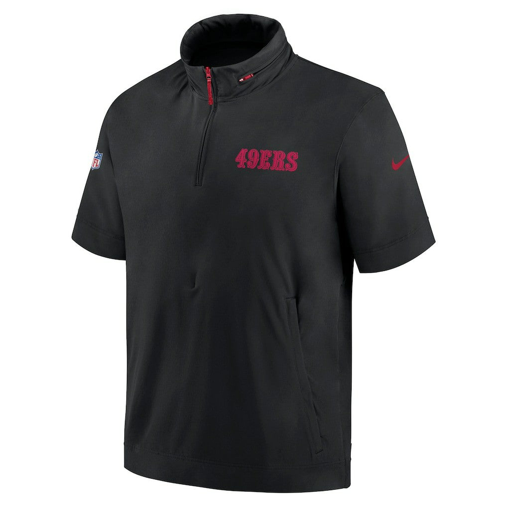 2024 Sideline Coach Short Sleeve Half-Zip Hoodie Jacket - San Francisco 49ers Hoodies