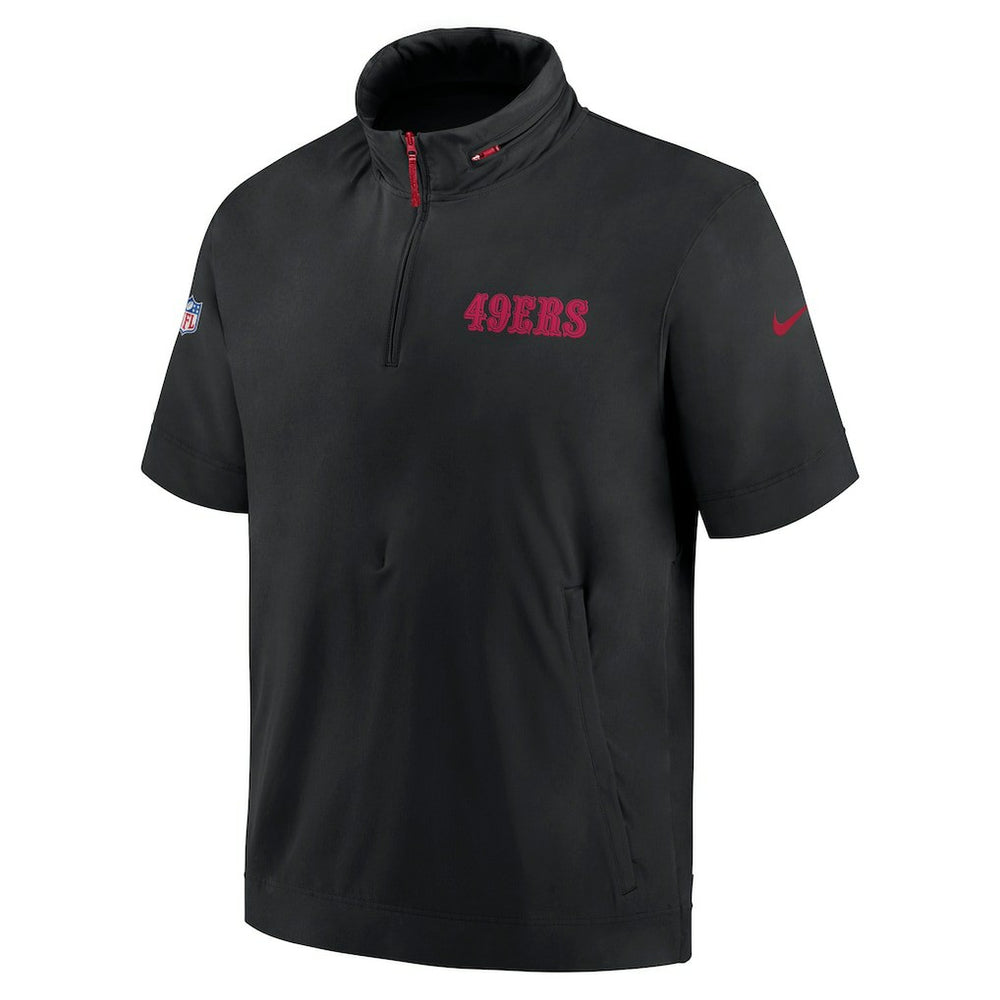 2024 Sideline Coach Short Sleeve Half-Zip Hoodie Jacket - San Francisco 49ers Hoodies