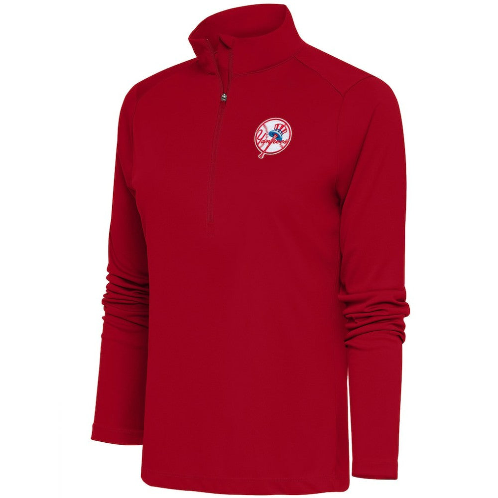Red New York Yankees Antigua Women's Cooperstown Tribute Half-Zip Pullover Top