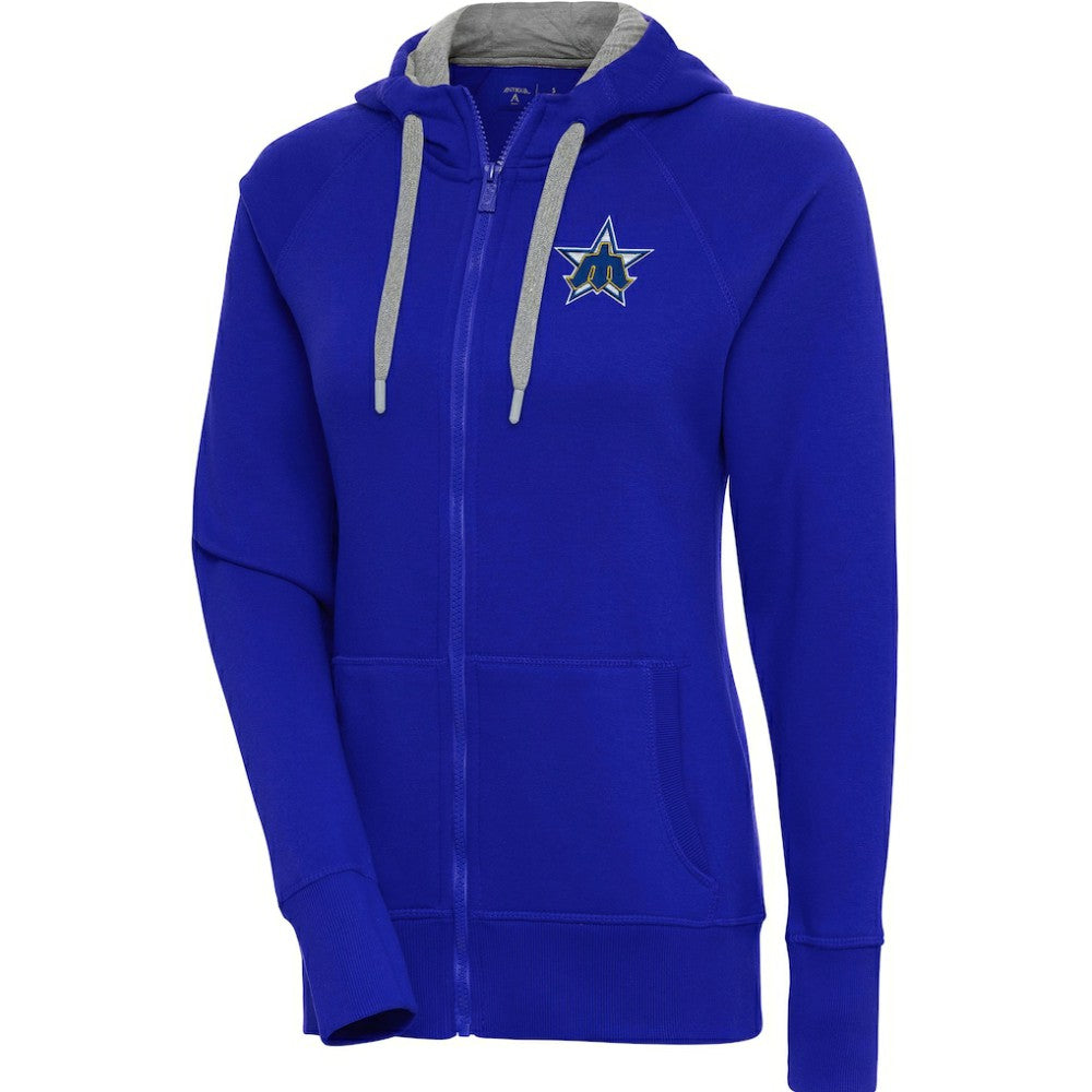 Royal Seattle Mariners Antigua Women's Cooperstown Victory Full-Zip Hoodie