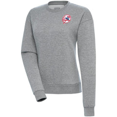 Heather Gray New York Yankees Antigua Women's Cooperstown Victory Crewneck Pullover Sweatshirt