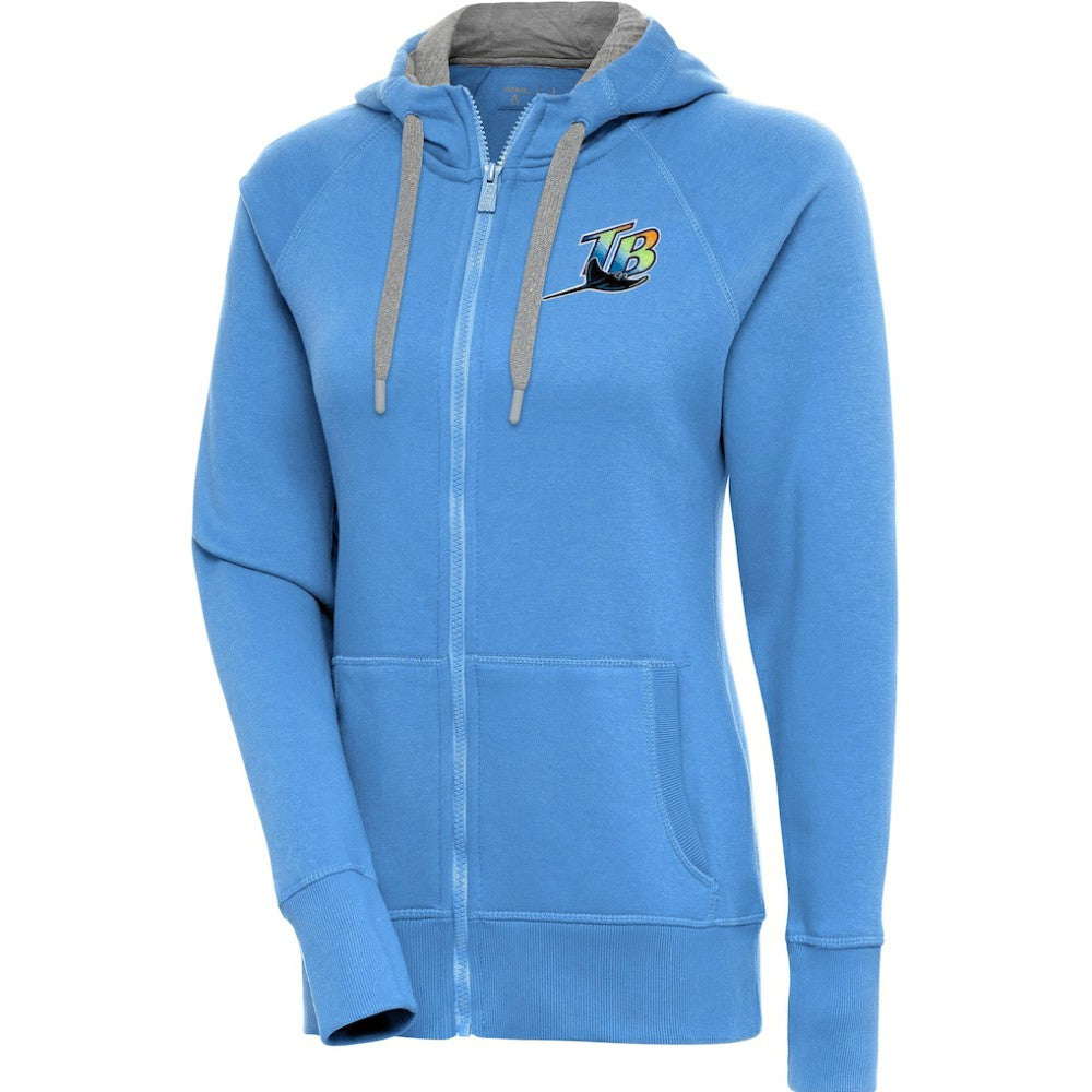 Powder Blue Tampa Bay Rays Antigua Women's Cooperstown Victory Full-Zip Hoodie