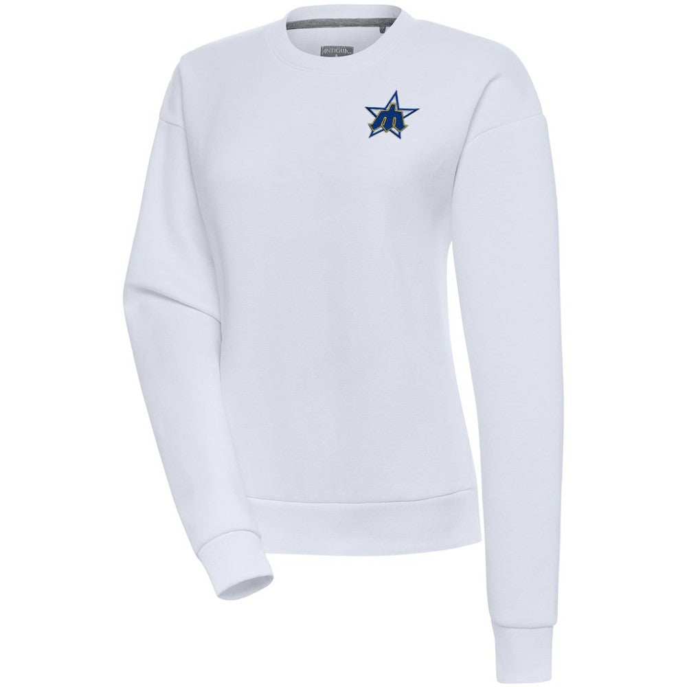 White Seattle Mariners Antigua Women's Cooperstown Victory Crewneck Pullover Sweatshirt