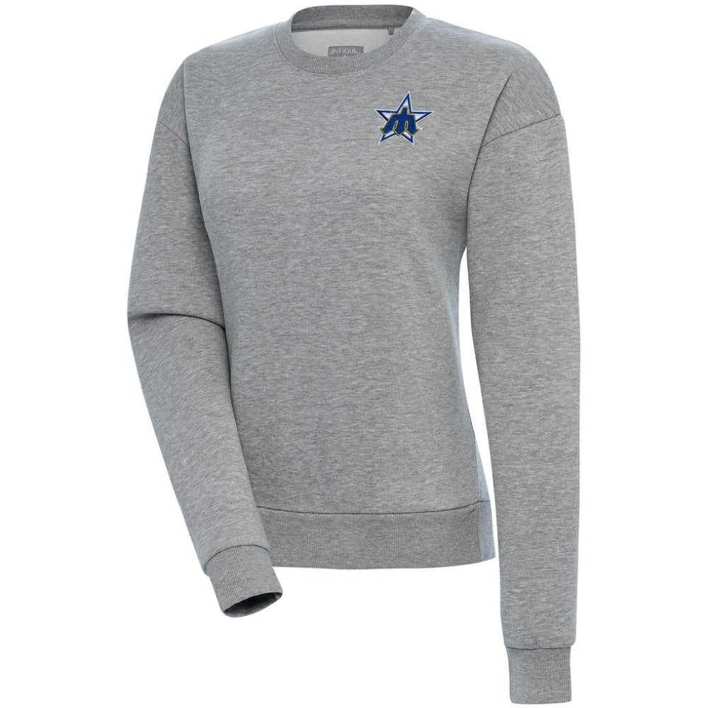Heather Gray Seattle Mariners Antigua Women's Cooperstown Victory Crewneck Pullover Sweatshirt